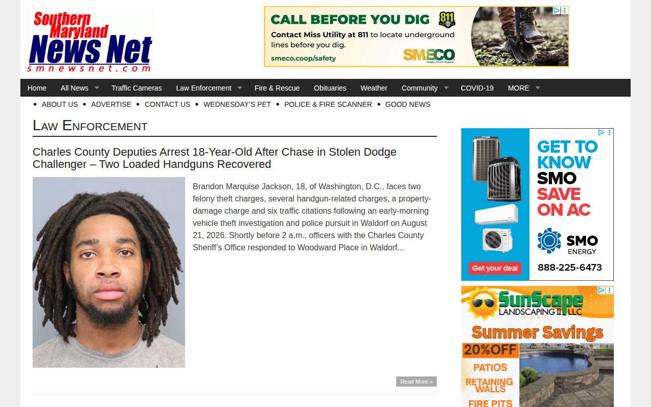 Calvert County arrest news in Southern Maryland News Net law archive